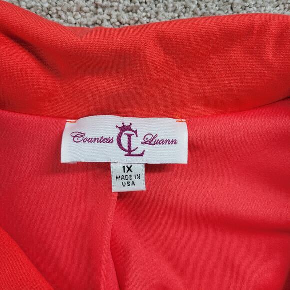 VTG Countess Luann Womens Cropped Blazer 1X Coral Double Breasted Notched Lapel - Picture 5 of 15